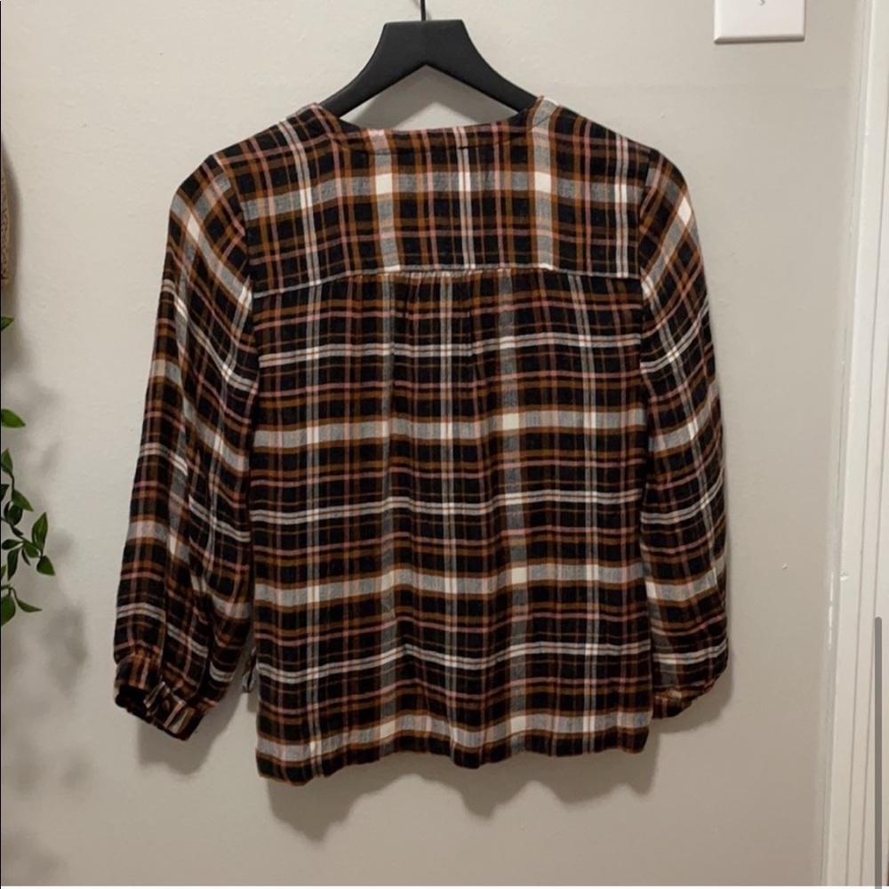 Madewell plaid gauze double-tie wrap top - Picture 7 of 8